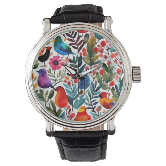 Colourful floral birds watch (Front)