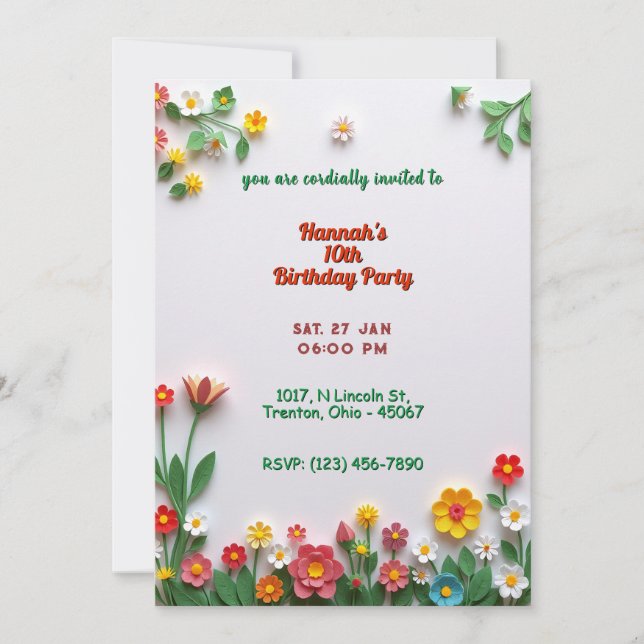 Colourful Floral Birthday Card (Front)