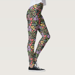 Colourful Floral Black Leggings
