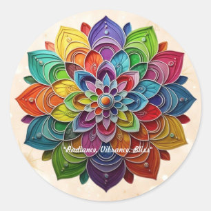 "Colourful Floral Bliss" Classic Round Sticker