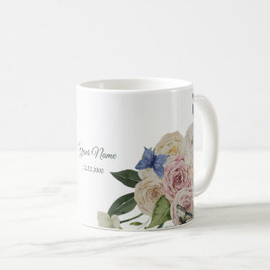 Colourful Floral Blue Butterfly Green Wedding Part Coffee Mug