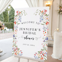Colourful Floral Boho Bridal Shower Welcome Sign