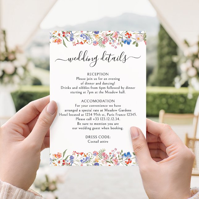 Colourful Floral Boho Chic Wedding Details Cards (Creator Uploaded)