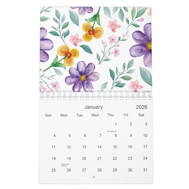 Colourful Floral Botanical Garden 2026 Calendar (Jan 2026)