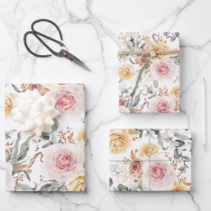 Colourful Floral Botanical Watercolor Pattern Wrapping Paper Sheet