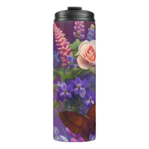 colourful floral bouquet art thermal tumbler