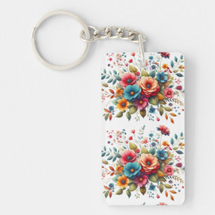 Colourful Floral Bouquet Design-58576 Key Ring