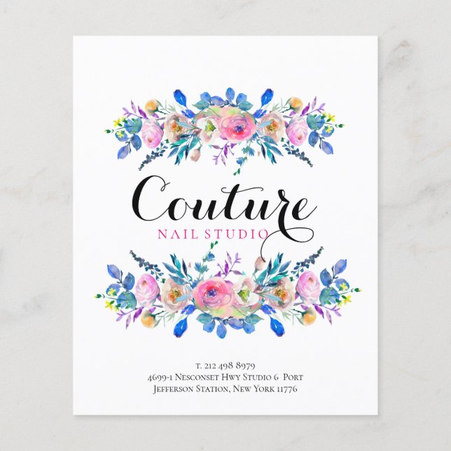 Colourful Floral Bouquet Frame Menu Template (Back)