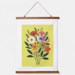 Colourful Floral Bouquet Illustration Modern Bot Hanging Tapestry