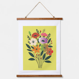 Colourful Floral Bouquet Illustration | Modern Bot Hanging Tapestry