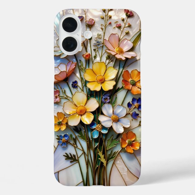 Colourful Floral Bouquet iPhone Case Warm Tones (Back)