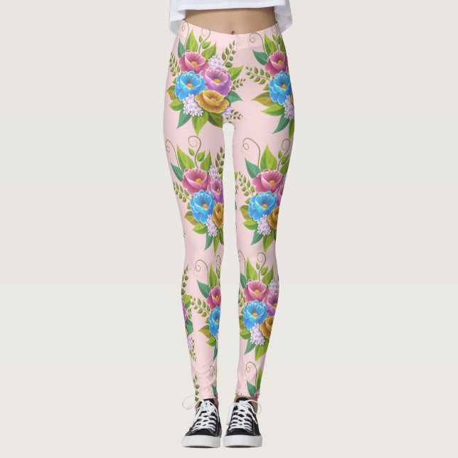 Colourful Floral Bouquet Leggings – Vibrant Botani (Front)