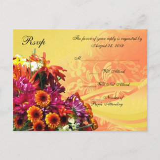 Colourful Floral Bouquet Orange/Yellow Design Invitation Postcard