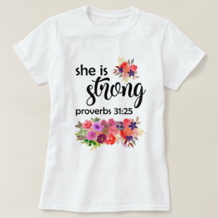 Colourful Floral Bouquet She Is Strong T-Shirt