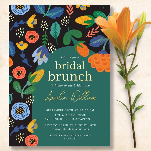 Colourful Floral Bridal Brunch Foil Invitation (Creator Uploaded)