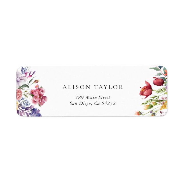Colourful Floral Bridal Shower Return Address Label (Front)