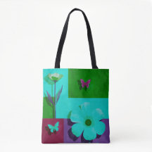 Colourful Floral & Butterfly Art Tote Bag
