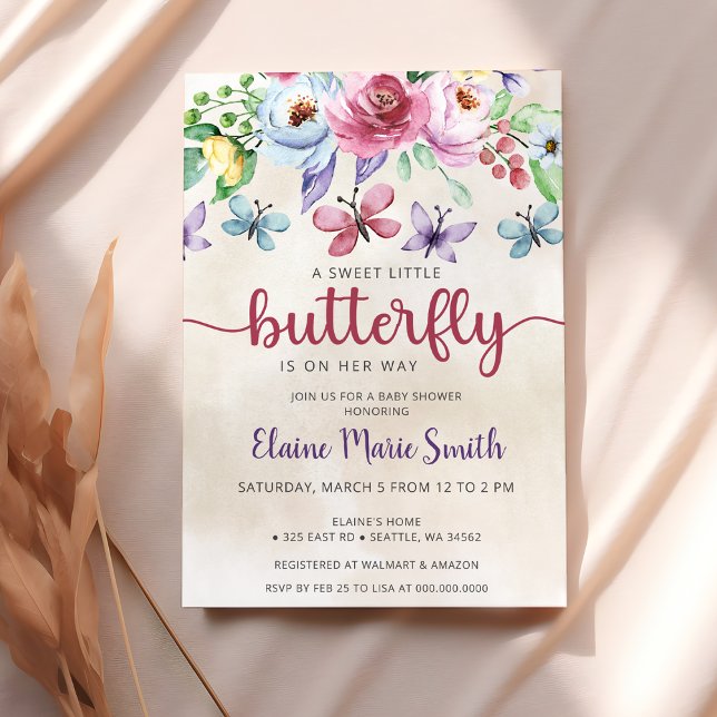 Colourful Floral Butterfly Garden Baby Shower  Invitation (Colorful Floral Butterfly Garden Baby Shower  Invitation )