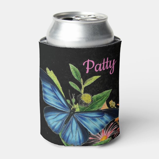 Colourful Floral Butterfly Insulated Can Cooler (Can Front)