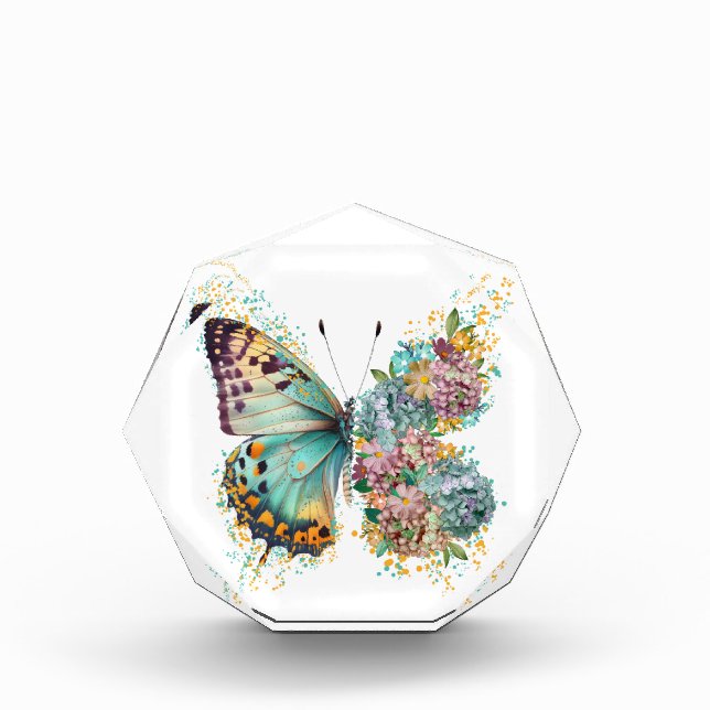 Colourful Floral Butterfly Photo Block (Front)