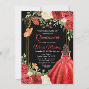 Colourful Floral Butterfly Quinceanera Birthday Invitation