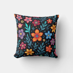 Colourful Floral Button Background Cushion