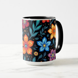 Colourful Floral Button Background Mug