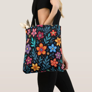 Colourful Floral Button Background Tote Bag