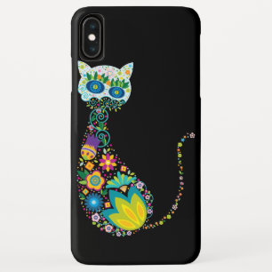 Colourful Floral Cat iPhone XS Max Case