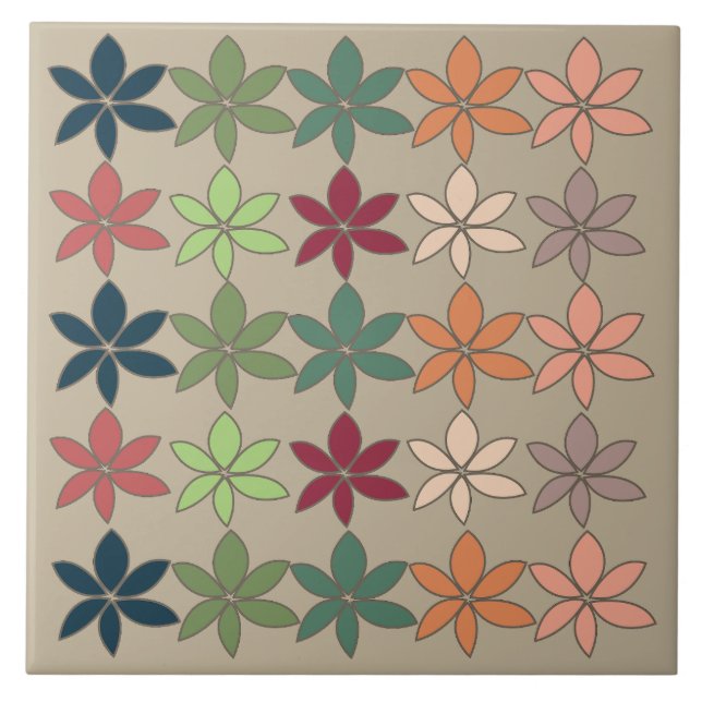 Colourful Floral  Ceramic Tile (Front)