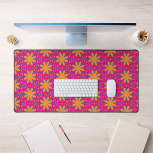 colourful floral circle shapes desk mat
