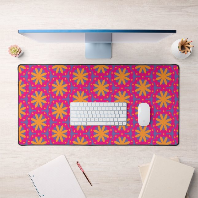 colourful floral circle shapes desk mat (Office 1)