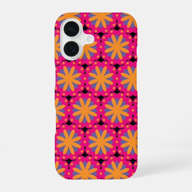 colourful floral circle shapes iPhone 16 case (Back)