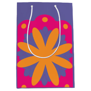 colourful floral circle shapes medium gift bag