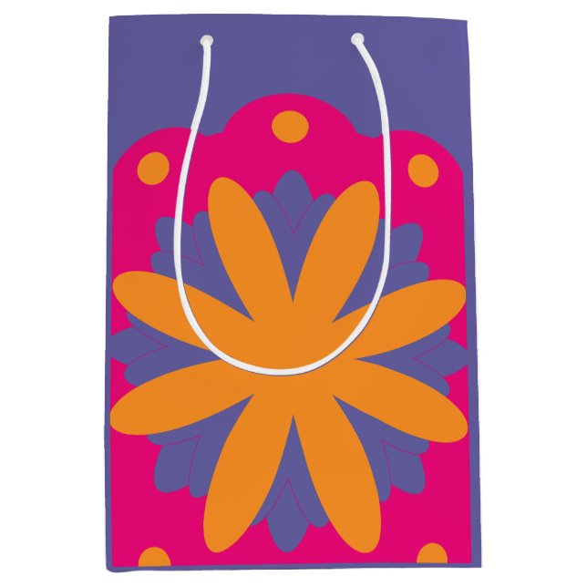 colourful floral circle shapes medium gift bag (Front)