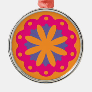 colourful floral circle shapes metal ornament