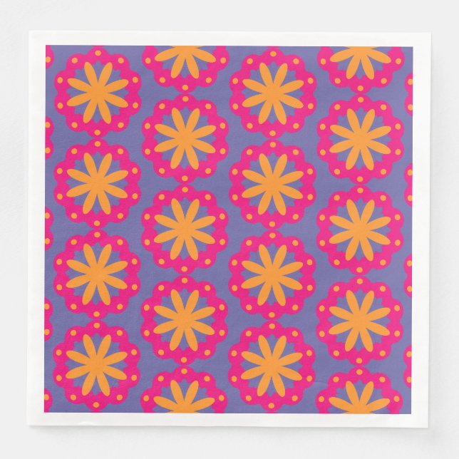 colourful floral circle shapes napkin (Front)