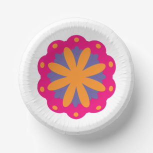 colourful floral circle shapes paper plate