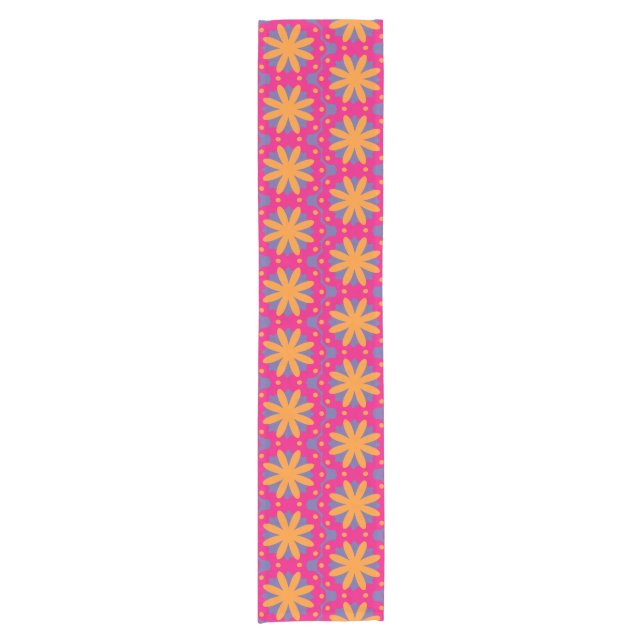 colourful floral circle shapes short table runner (Front)