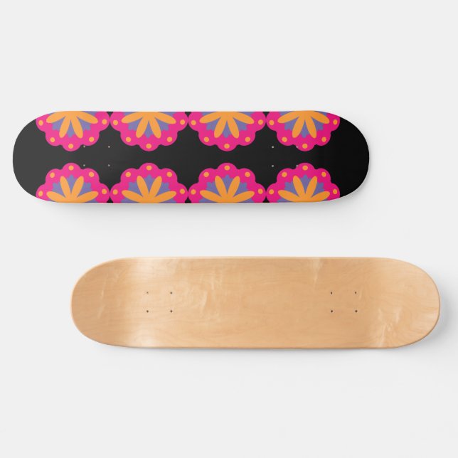 colourful floral circle shapes skateboard (Horz)