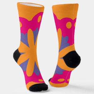colourful floral circle shapes socks