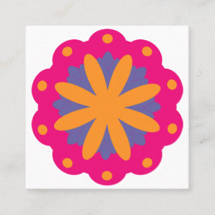 colourful floral circle shapes square business card