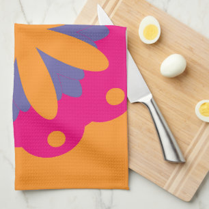 colourful floral circle shapes tea towel