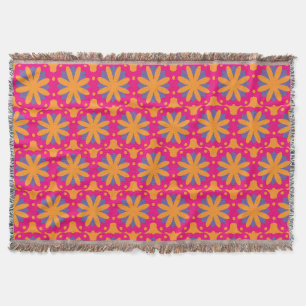colourful floral circle shapes throw blanket