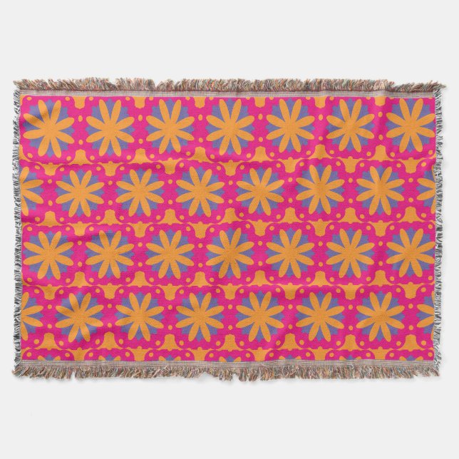 colourful floral circle shapes throw blanket (Front)