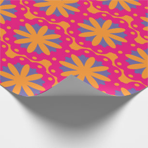 colourful floral circle shapes wrapping paper
