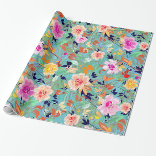 Colourful Floral Collage Wrapping Paper