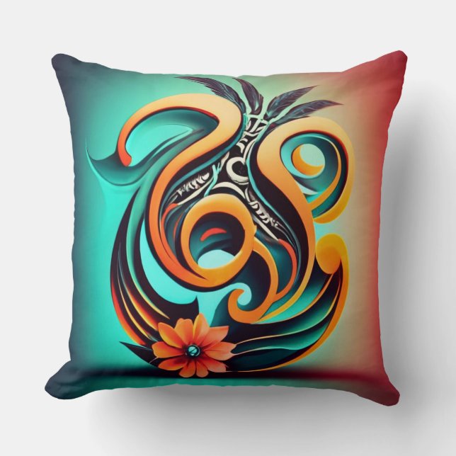 Colourful Floral Curvesions Fu: Nature Harmony Art Cushion (Front)