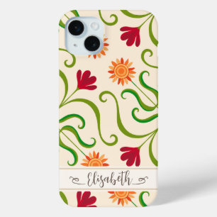 Colourful Floral Damask Sunflower Pattern Cute Fol iPhone 15 Mini Case
