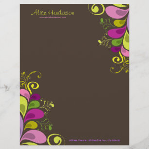 Colourful Floral Deco Leaves Nature Art Deco Chic Customized Letterhead